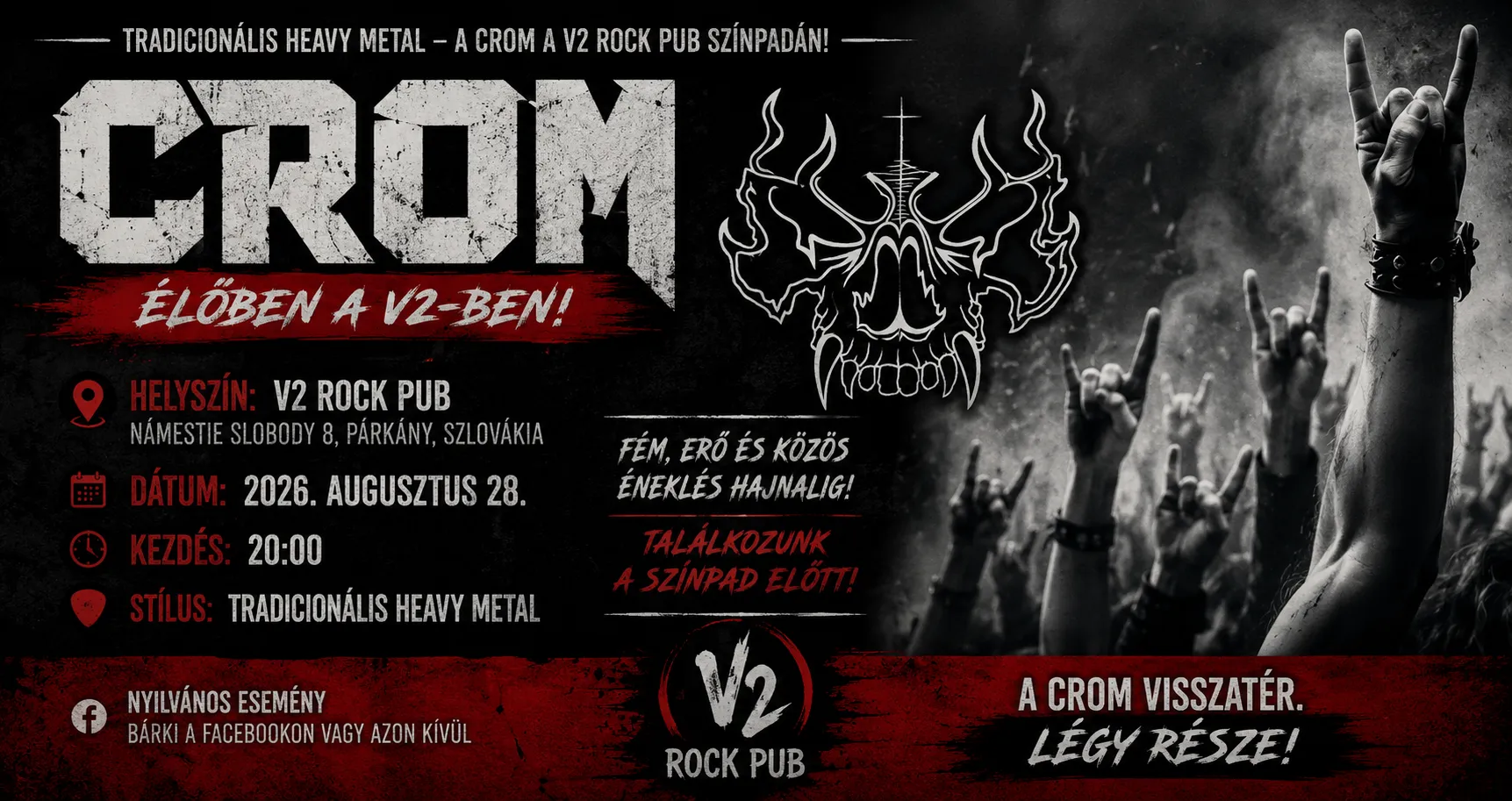 Crom koncert – V2 Rock Pub, Párkány